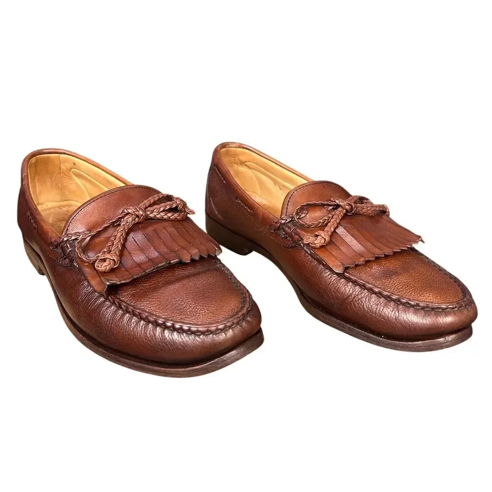 Vintage Allen Edmonds Nottingham Brown Kiltie Bow Loafers Size 8 D